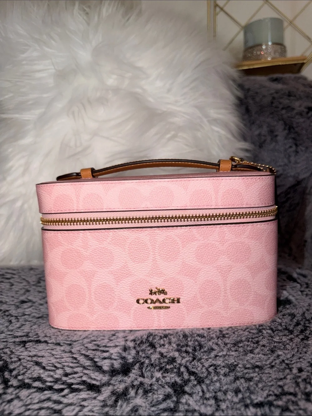 Coach Powder Pink Signature Cosmetic Case